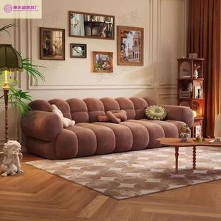 钢 布艺绿色沙发小户奶型美风绿色式 泡芙网红法式 复古风油无品牌