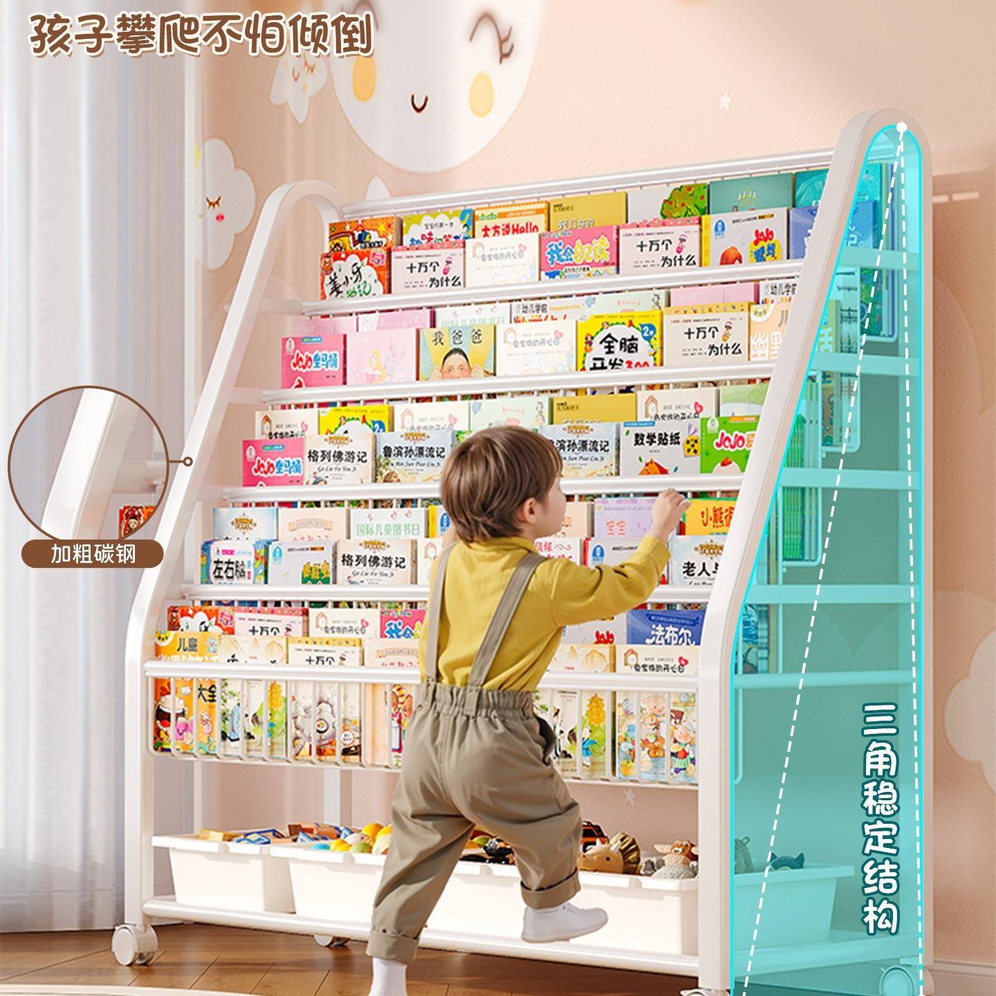 儿童书架家用读本区具绘架多层玩收纳架置阅PLD物架落地宝宝简易