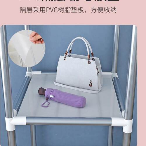 包邮简易用衣柜家卧室钢架粗布厚收加纳衣柜出租房屋组装布OAW艺