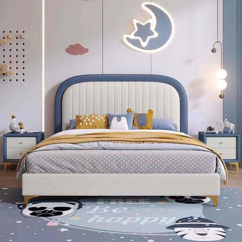 儿童床皮床男孩女孩青少年卧室单人床软包床简约轻奢现代储物床