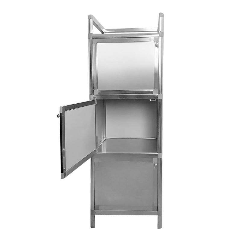 加厚简易铝合金碗柜橱柜茶水柜不锈钢厨房收纳小柜子浴室柜餐Bω