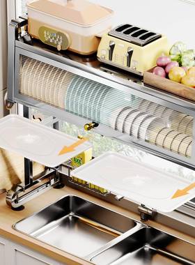 9L3锈04不能钢厨房水槽置物架碗柜多功沥水碗盘碟收纳架子F77696J