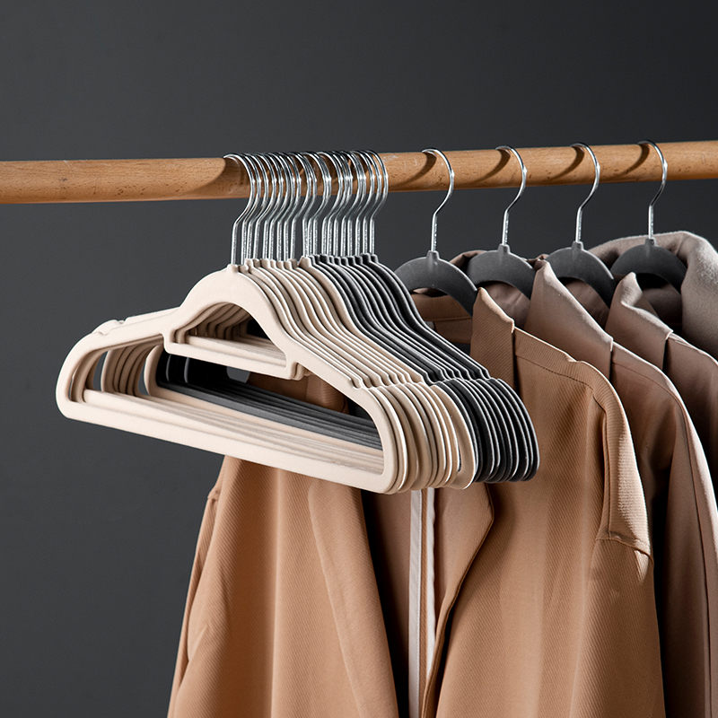 【主播】喜家家晾衣架防滑20支家用衣架子植绒衣架