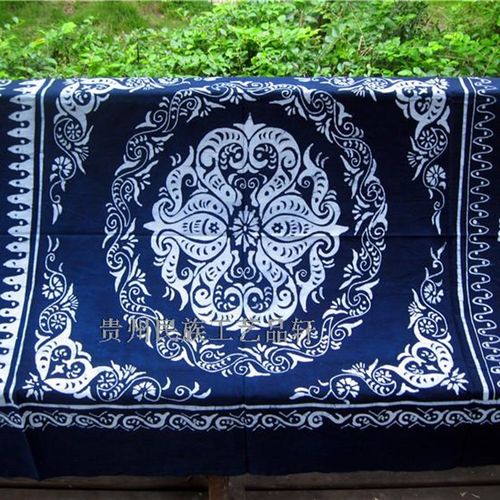 贵州蜡染装饰画墙贴横民族风布艺茶几布苗族特色手工蜡染长桌布