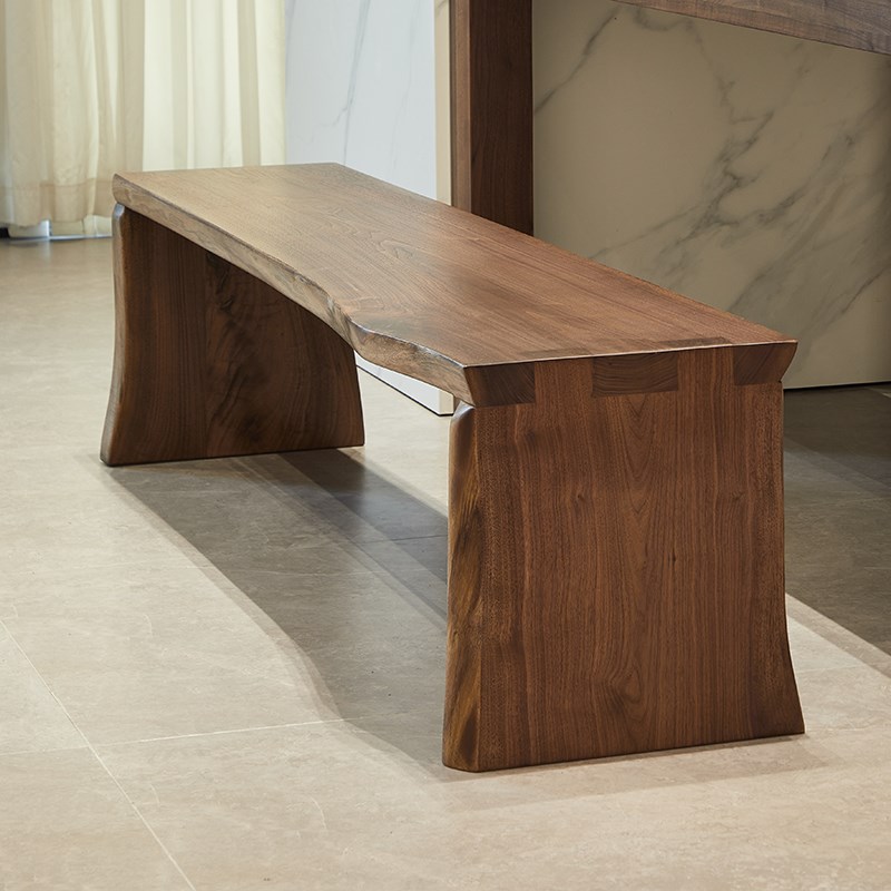 北美黑胡桃木长条凳家用餐厅实木长凳餐椅原木长板凳高端餐桌