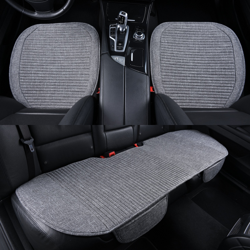 汽车坐垫荞麦壳无靠背单片後排亚麻四季三件彩麻秋冬季防滑座垫