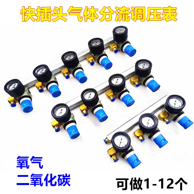 鱼箱快插分接头氧气排不锈钢显示表调压力表二氧化碳酿酒分气排6
