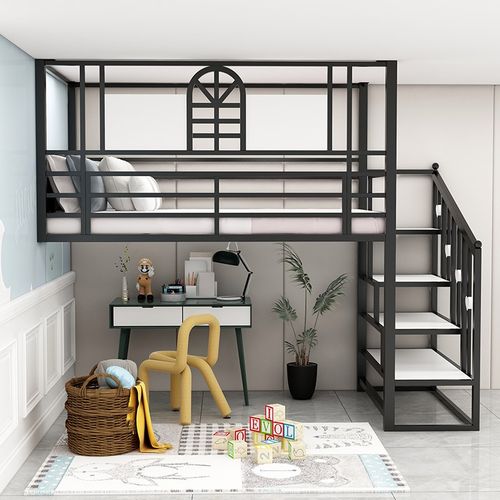 高架床小户型上床下桌加二层床高低床单上层树屋床城堡创意吊床