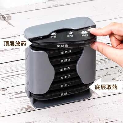 7天药盒早午晚餐前餐后提醒大容量装药饭前饭后便携带分装药盒子