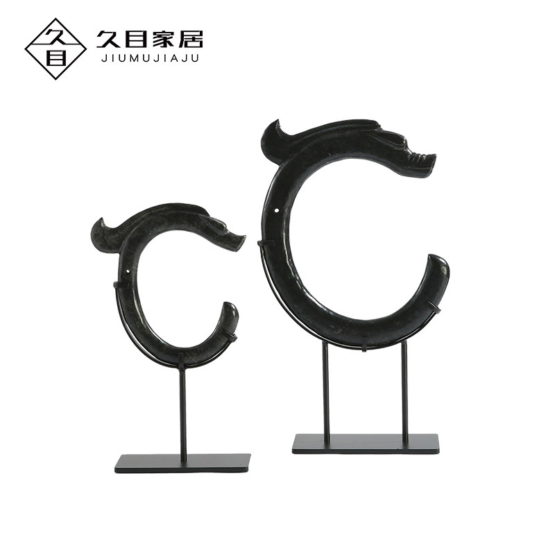 家居饰品招财创意工艺品C形龙玄关客厅办公桌酒柜装饰品玉石摆件