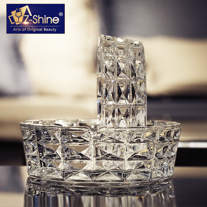 创意欧式水晶玻璃烟灰缸家用大号烟缸客厅办公室小号雪茄烟缸