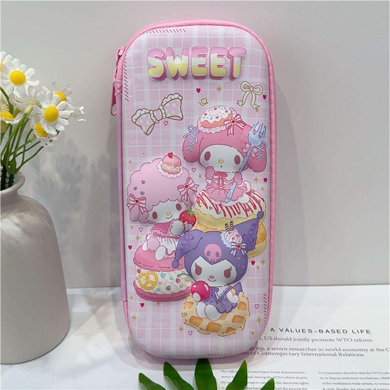 新款三丽欧EV笔袋文具盒学生可爱卡通层拉链3D铅笔盒加长型