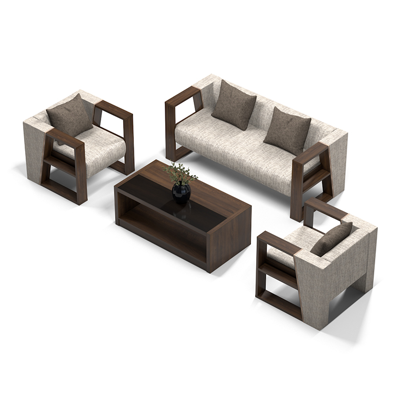 科技布办公室沙发茶几现代简约三人位商务经理接待布艺沙发