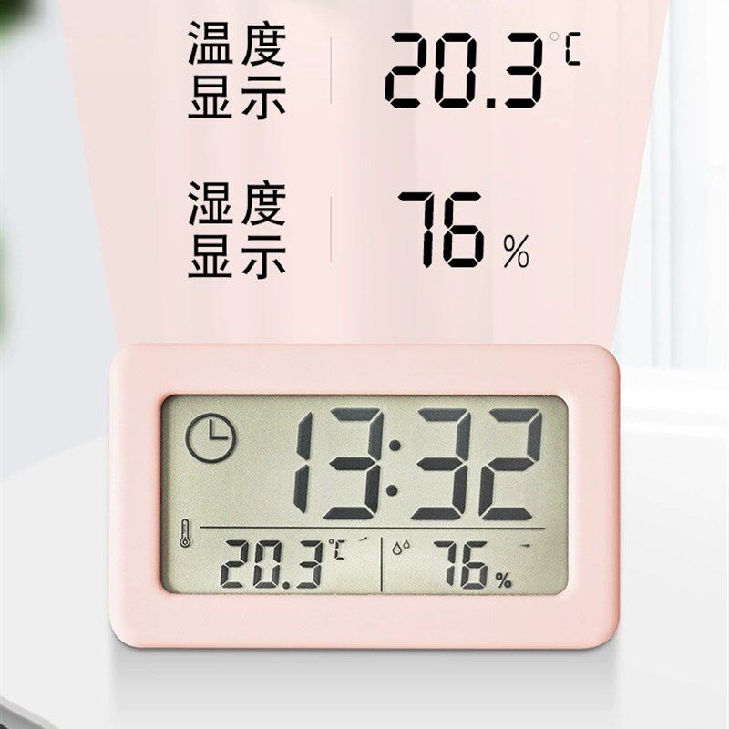 桌面时钟表摆台式迷你小温湿度计数字电子显示器时间摆放式小摆件