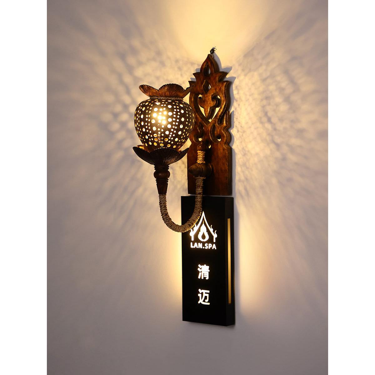 异丽东南亚会所门口挂饰泰式美容院房间装饰发光门牌号码牌定制