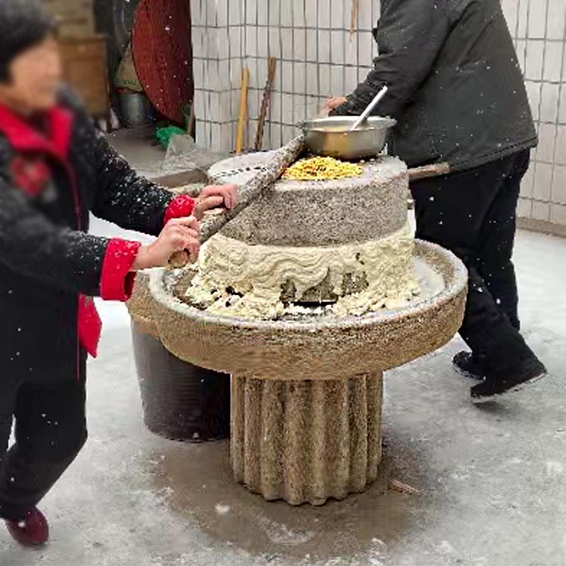 农村老式旧石磨盘大碾台 石磙手推米面豆腐整套 复古民宿庭院天然