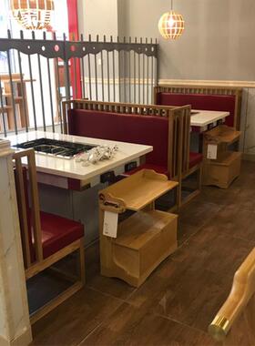 新用中式无烟DZZ岩板烤涮一体组菜桌商用家桌椅餐边柜架合轻奢定