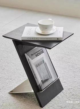 现代简木约实小茶几沙发家用厅DSF边几黑色方形个性式床头小意客
