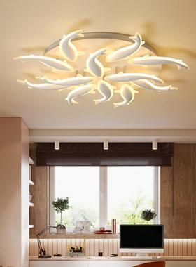 led客厅吸顶灯现鱼群设创意卧室灯书房灯新MQF款三色主卧室计灯代