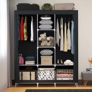 简易衣柜加粗BOW固钢管组无纺衣柜简约经济型装 收纳衣橱柜加布子