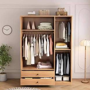 实木衣柜日式简约现代原木衣柜组合木质家用卧室小户型现代大衣橱