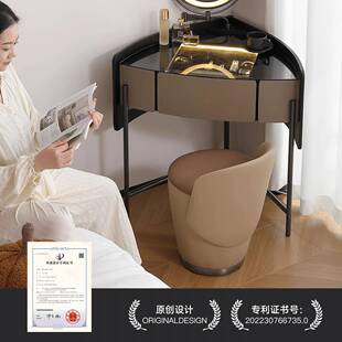 三拐实角梳妆SPF台妆转角角化妆台小户型卧室带抽屉灰色化桌收纳