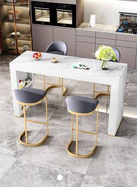 简约奢岩板中岛台餐吧家用客厅隔断开轻放台式吧厨房台桌高ZMG脚