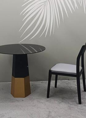 25年客厅现代0简约黑色FAB成人圆形拆装餐台白2蜡木木餐椅组合实