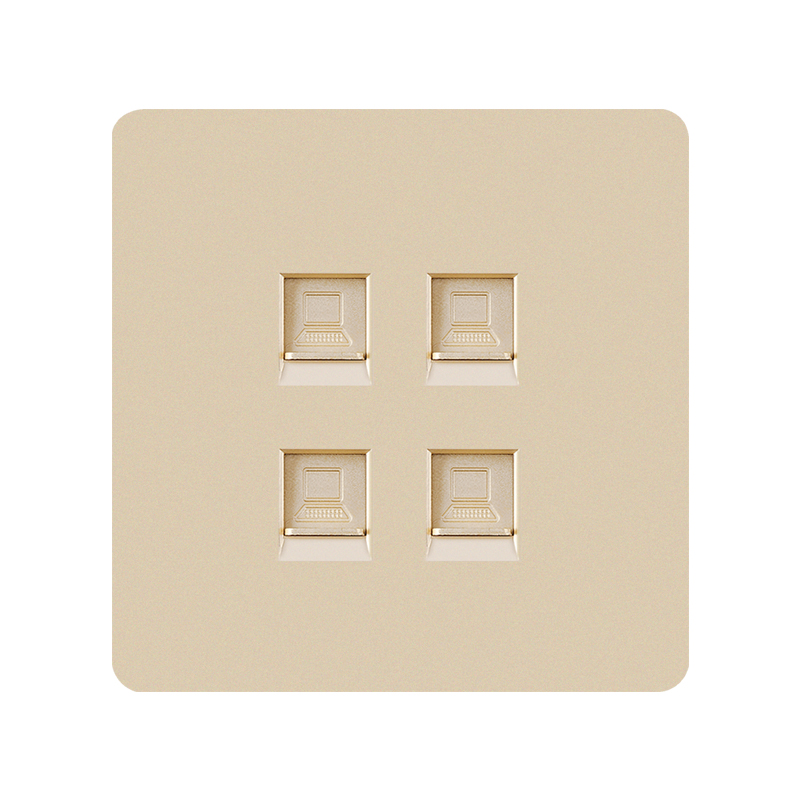 8型四位电脑网线插座网口网络面板四孔宽带超五类百兆模块