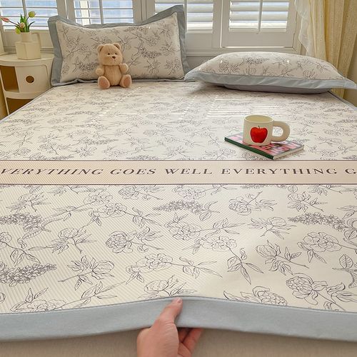 夏季冰丝凉席三件套可机洗学生宿舍单人床单空调床垫软席子床笠款