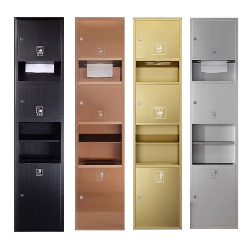 304不锈钢三合一擦手纸架嵌入式抽纸盒垃圾桶烘手器一体机手纸箱