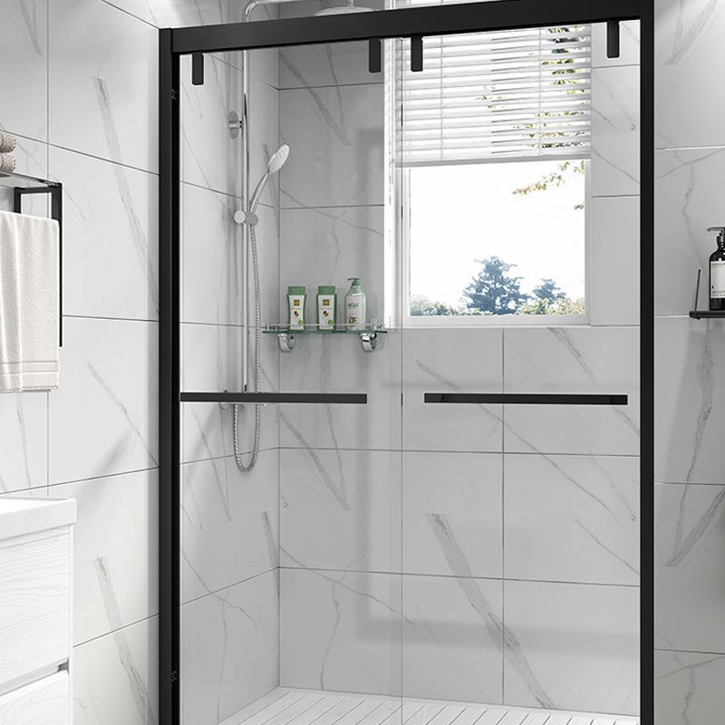 深圳定制黑色30不锈钢淋浴房 一字形移门钢化玻璃隔断门浴室屏