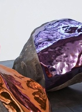 玻璃钢电镀幻彩石头雕塑酒店售楼处大堂软装艺术美陈装饰摆件落地