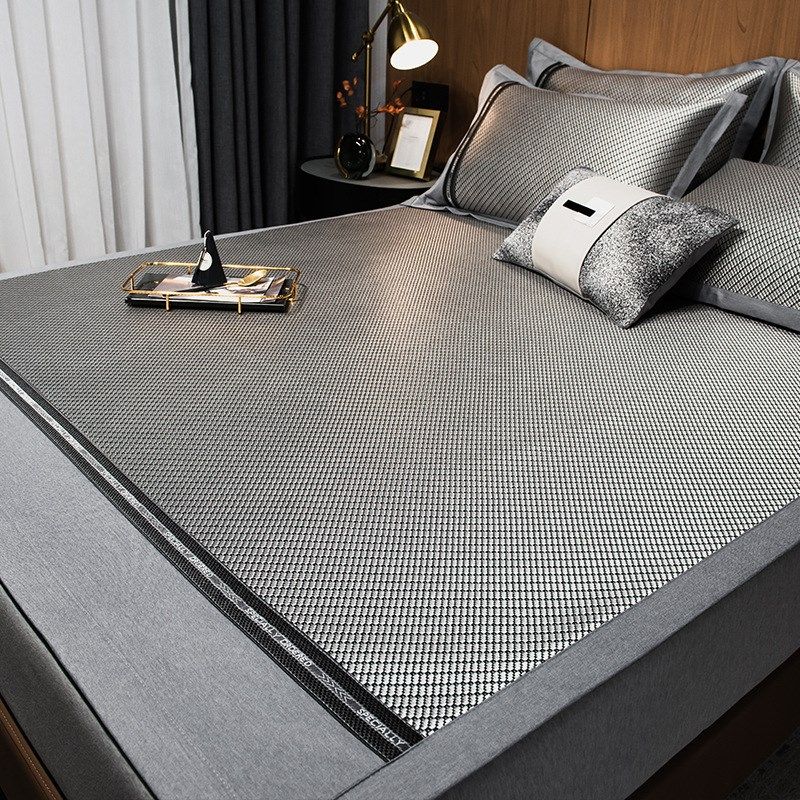 JI夏季冰丝凉席三件套床笠款可机洗水洗冰藤席家用空调软席子可折