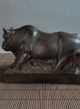 铸铁材质黄河大铁牛微型版摆件民俗怀旧工艺雅居茶社客厅实用收藏