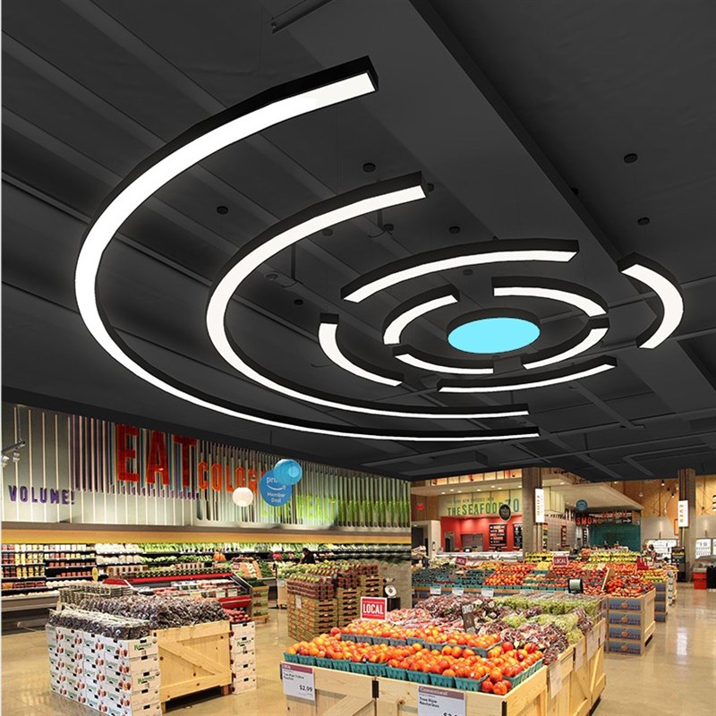 定制圆环圆圈弧形LED吊灯健身房网吧商场超市创意店铺前台造型灯