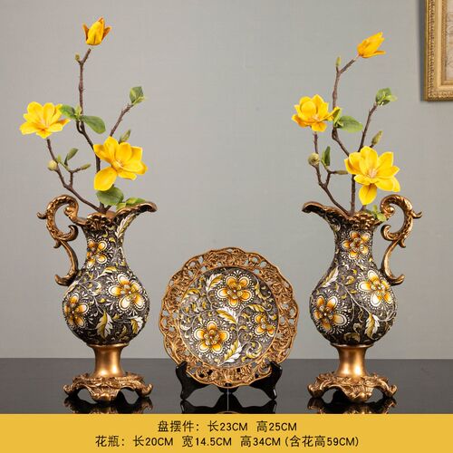 送礼品花瓶摆件餐桌摆设家居乔迁新房客厅电视柜玄关奢华摆件双耳
