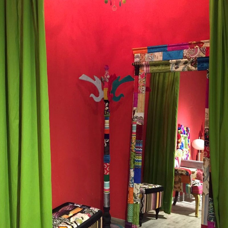 CS GI欧式设计师款拼花布撞彩色复古混搭落地试衣镜装饰店铺