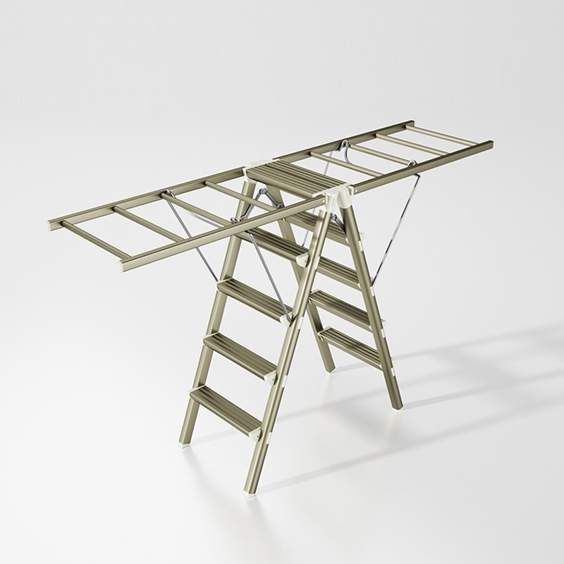梯子晾衣架两用二合一落地加粗加厚铝合金折叠多功能一体室内家用
