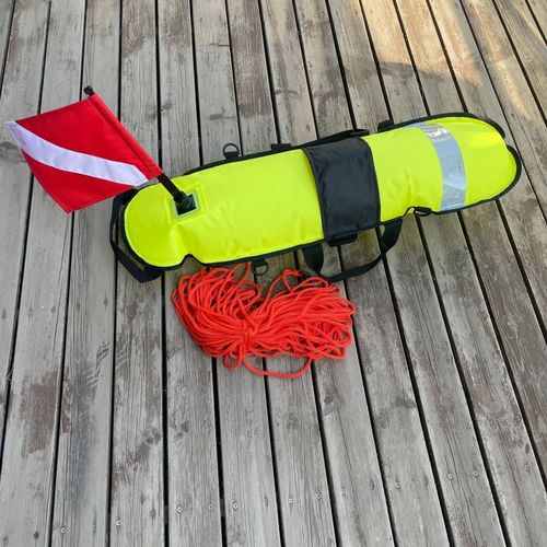 自由潜水水面浮板子潜水充气浮球浮标浮潜游泳潜水装备配件渔猎