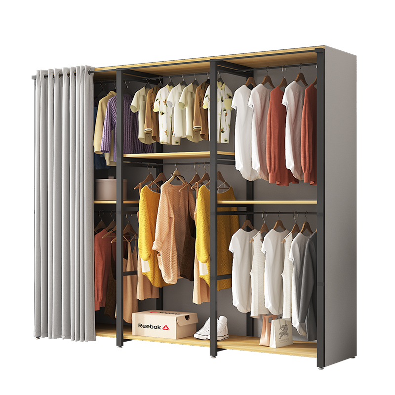 衣柜家用卧室出租房用全钢架加粗加厚简易衣柜小户型衣帽间挂衣橱