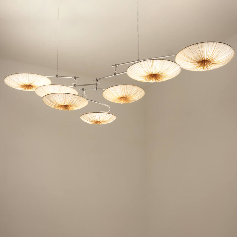 现代中式灯具客厅大堂会所酒店工程吊灯别墅复式楼个性布艺荷叶灯