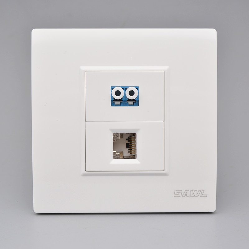 七类网络光纤lc面板8型7类万兆带屏蔽网线LC光钎口ct7墙壁插座