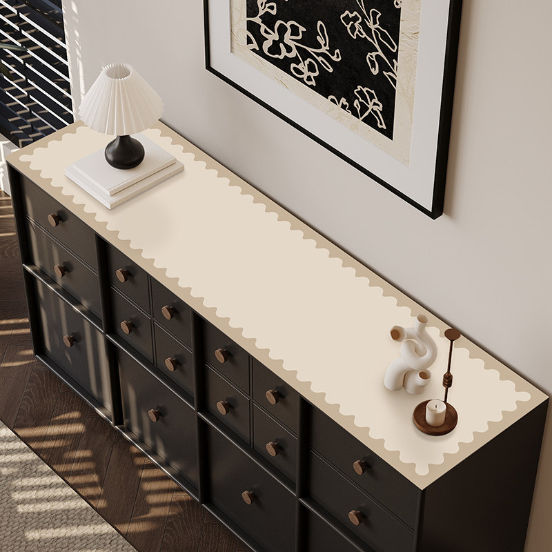 桌垫餐边柜垫奶油风皮革桌布防水防油免洗电视柜斗柜桌面保护垫子