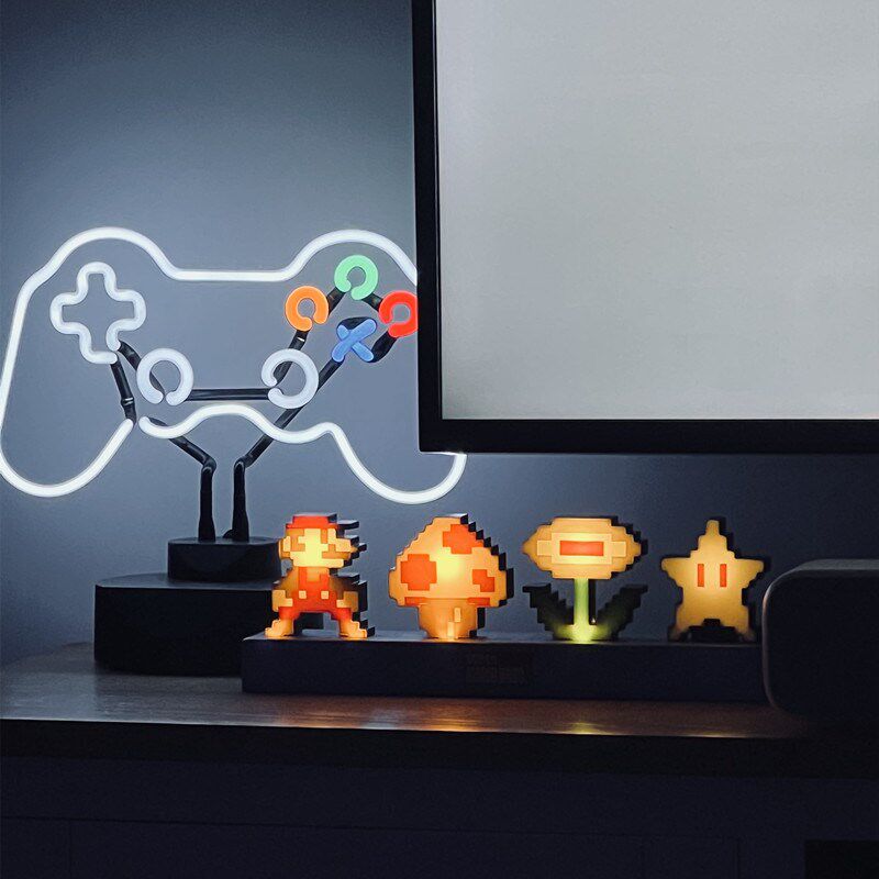 电竞房可爱马里奥桌搭氛围灯创意桌面个性游戏装饰摆件卡通节奏灯