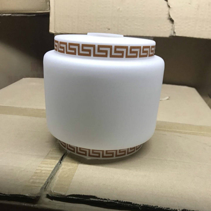 奶白直筒印花玻璃灯罩配件