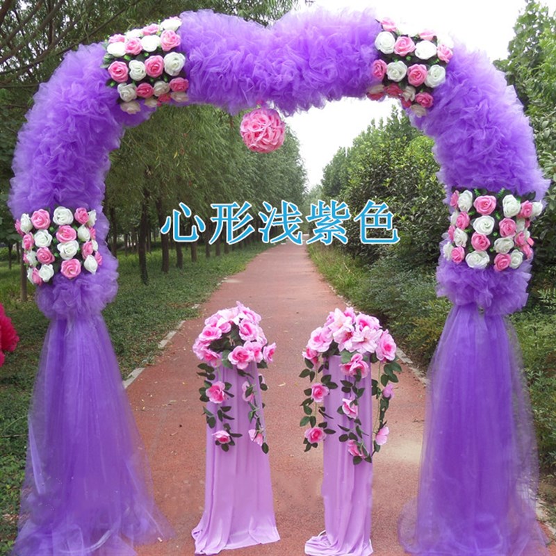 婚庆花门绢花拱门结婚礼花拱门幸福门开业店庆绢花拱门雪纱花门架