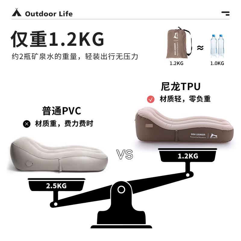 内建气泵充气沙发 便携露营气垫床 懒人空气躺椅