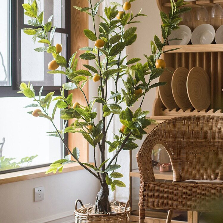 仿真绿植柠檬树盆景盆栽假绿植客厅落地摆件餐厅公司造景装饰
