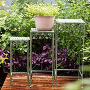 铁旧花架艺子多做室内户外阳台装 饰架园AKG艺绿萝三件套层阶梯花